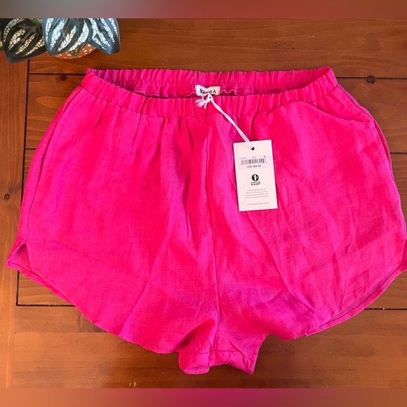 Vitamin A Hot Pink 100% Linen Shorts - Picture 1 of 6
